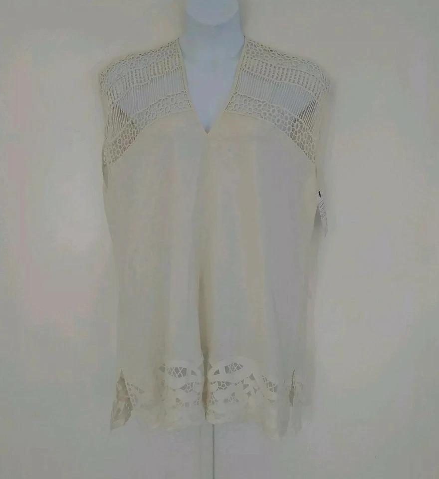 Melrose And Market Nordstrom rack Women's Lace Crotched Dolman Ivory Tunic M/L