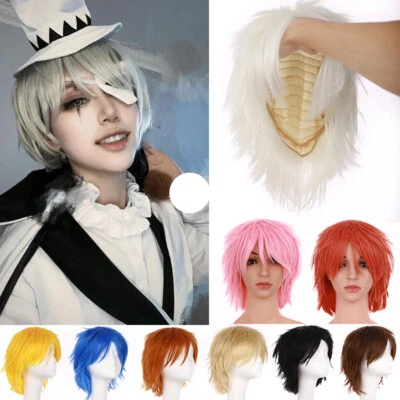 Men Women Kid Anime Straight Short Wigs Cosplay Full Hair Party Natural Bob Wig - Image 1 of 4