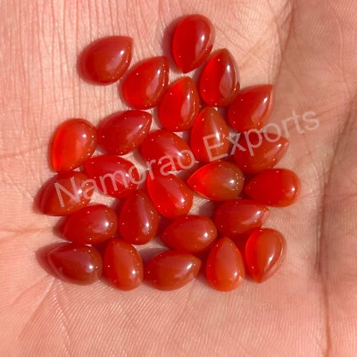 Lote de piedras preciosas sueltas cabujón pera de ónix rojo natural de 4x6 mm a 15x20 mm Foto 1 de 4