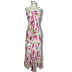 Y2K Vintage Silk Floral Print Sangria brand Midi Dress sz 10 cybersweeties - Picture 1 of 9