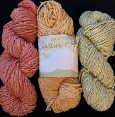 Lot Of 3: Luxury Araucania Nature Cotton Hand-dyed Yarn - Yellow, Green, Orange - Image 1 of 4