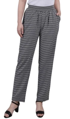 NY Collection NWT Womens XL High Rise Printed Slim Pull On Pleated Front Pants - Image 1 of 4