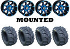 Kit 4 Deestone Swamp Witch Tires 25X8-12/25X10-12 On Moose 387X Blue Wheels Fxt