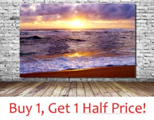 BEACH SUNSET CANVAS WALL ART *Framed* SEASIDE NATURE PICTURE PRINT - Picture 1 of 14