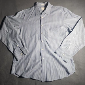 J Crew Shirt Mens Large White Blue Striped Button Up Long Sleeve Collared Casual - Picture 1 of 17