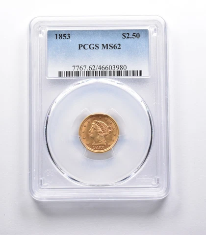 MS62 1853 $2.50 Liberty Head Gold Quarter Eagle PCGS *2019 Cover