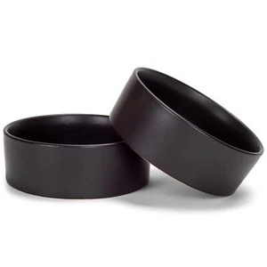 NAT & Jules Nibbles and Dribbles Black 5 inch Stoneware Small Pet Bowls Set of 2 - Picture 1 of 6
