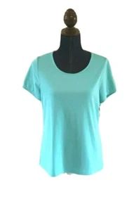 coldwater creek womens top solid matte jersey sz 8 small blue stretchy spandex - Imagen 1 de 7