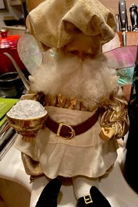 MARK ROBERTS Sitting Santa Chef Kitchen Fairy Vintage Rare 1991 Dressed In Golds - Picture 1 of 19