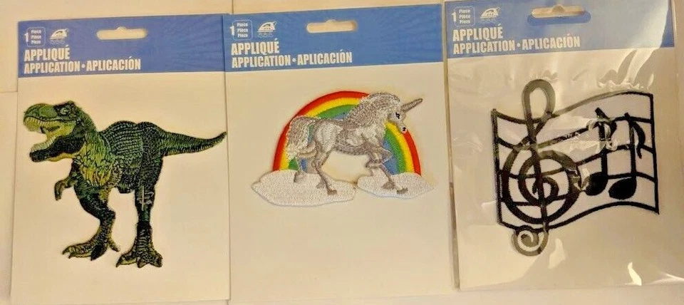 T-Rex Unicornio Arco Iris Personal de Música Apliques Parche Tela Bordado Planchado Foto 1 de 1