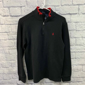 Polo Ralph Lauren Pullover Jungen Große 16/18 schwarz Strick Viertel-Reißverschluss Sweatshirt - Bild 1 von 5