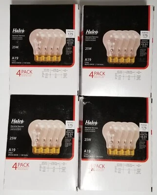 16 HALCO 25-Watt A19 Chrystal Clear Light Bulbs 4 x 4 Pack - Image 1 of 4