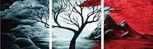 Wooden framed DIY Oil Painting, Paint By Number-The Volcano 20*20 Inch PACK OF 3