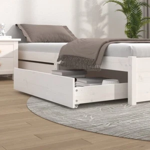Bed Drawers 2 pcs White Solid Wood Pine - Picture 1 of 1