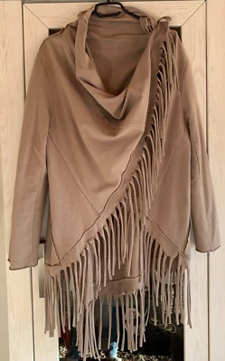 Sweatjacke mit Fransen, braun, Einheitsgröße - Bild 1 von 3