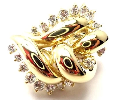 Rare! Authentic Tiffany & Co 18k Yellow Gold Diamond Swirl Earrings - Image 1 of 4