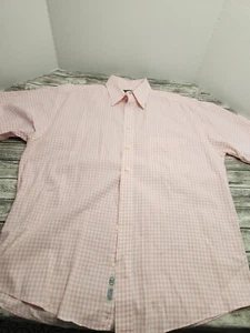 Mens Gitman Bros Oxford Shirt Pink/White Check Short Sleeve Button-Down Large - Picture 1 of 9