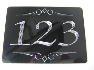 House Door Number Plate,Plaque Sign. Black&Silver Engraved 100x75mm - Picture 1 of 15