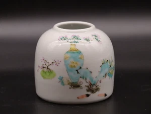 Vaso di rose Famille vintage cinese antico dipinto a mano con marchio - Foto 1 di 7