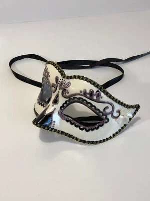 Hand Painted Venetian Carnival Mask. Artist Peazy Monellon. Dia De Los Muertos - Image 1 of 4