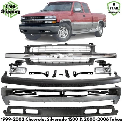 Front Bumper Chrome Kit For 1999-2002 Chevrolet Silverado 1500 & 2000-2006 Tahoe - Image 1 of 4