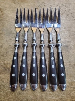 6 L.C. Horquillas Germain inoxidable de 2 dientes, 3 remaches Bistro GEM1, acero inoxidable negro Foto 1 de 4