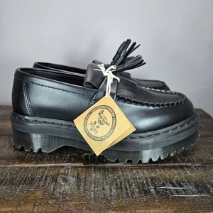 Dr Martens V Adrian Quad Mono Womens Size 10 Leather Tassel Loafer Shoes Black - Picture 1 of 12