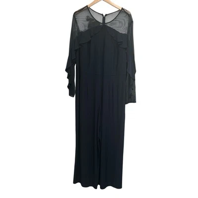 Mono R&M Richards Mujer Nuevo con Etiquetas Azul Marino Talla Grande 20W Malla Top Volantes Formal MOB Foto 1 de 4