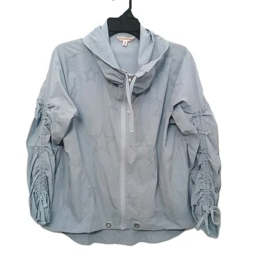 Nanette Lepore Womens Gray Ruched Zip Collared Windbreaker Jacket Size Medium  - Image 1 of 4