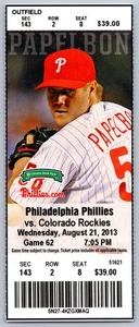 8/21/13 Colorado Rockies @ Philadelphia Phillies Walk-Off Win Ticket Stub - Picture 1 of 2