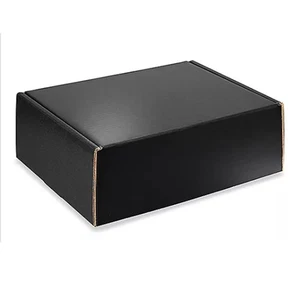 Pack of 4 - Black High Gloss Corrugated Mailers 11 1/8 x 8 3/4 x 4" - Picture 1 of 3
