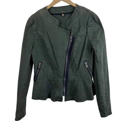 Free People пеплум оливковый джинсовой ткани военного общего назначения куртка размер 12  - Изображение 1 из 4