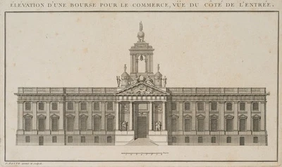 P. PATTE (1723-1814), Elévation d'une bourse, KSt. Klassizismus Architektur 1800 - Bild 1 von 4