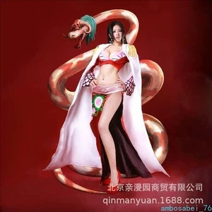 Boa Hancock Qipao Cosplay Red White Fur Cape Flared Sleeves Halloween Convention - Picture 1 of 14
