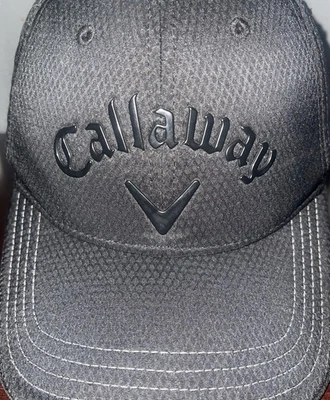 Callaway odyssey Golf Hat Baseball Cap Black on Black Hook Loop Adjustable White - Photo 1/4