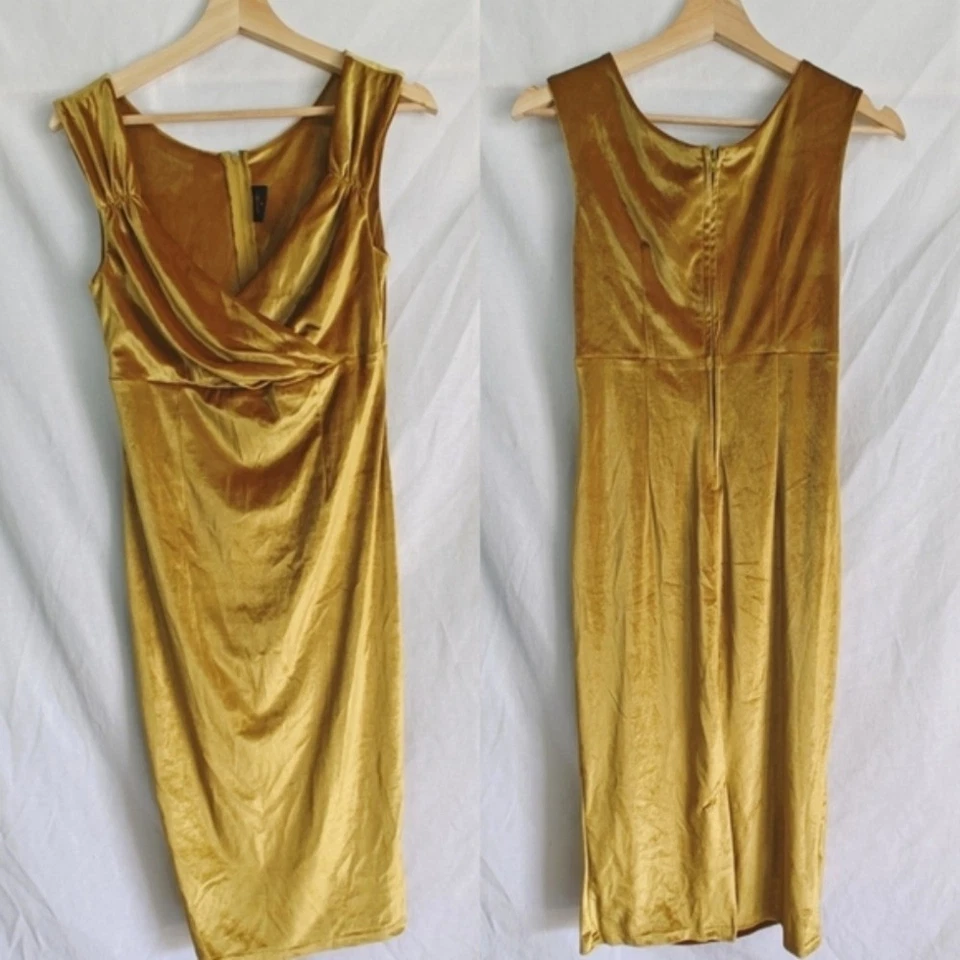 Vestido Steady Clothing Terciopelo Diva Movible Hollywood Retro Dorado Sólido Elástico M Foto 1 de 4
