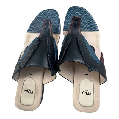 Sandalias Fendi Roma Colorblock Cuero Slide Talla 38 Hechas en la UE en Italia Foto 1 de 4
