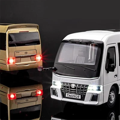1:32 Toyota Coaster Bus Diecast Passenger Coach Simulation Sound& Light Gift - Image 1 of 4