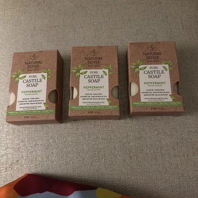 Чистое кастильское мыло на растительной основе Peppermint Menthe Bar 5 унций Лот из 3 новый - Изображение 1 из 4