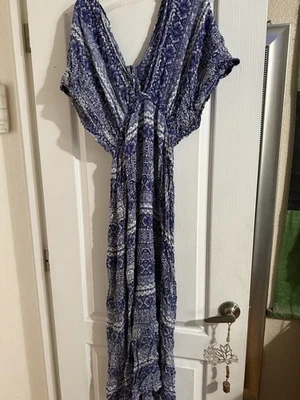 Vestido largo para mujer World Market L/XL azul y blanco Foto 1 de 4