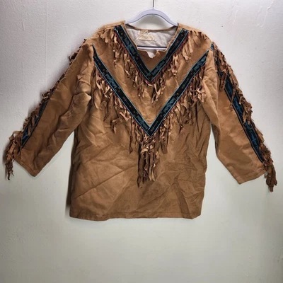 Túnica de teatro vintage feita à mão com tema nativo americano azul Thunderbird & Arrows - Imagem 1 de 4