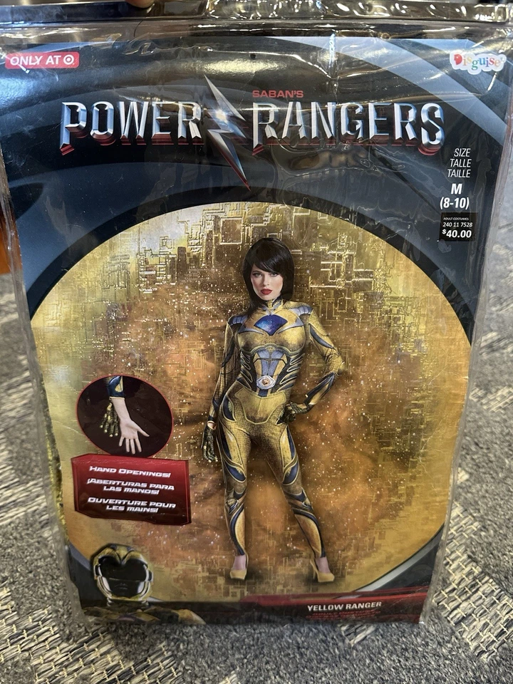 Mujer Amarillo Power Ranger Halloween Disfraz Body Talla Mediana (8-10) NUEVO Foto 1 de 4