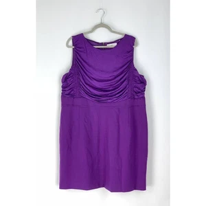 Tahari Damen violett lila gerafftes Top ärmellos Etuikleid Größe 20 - Bild 1 von 12