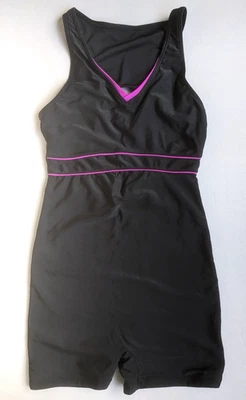 Slazenger Black & Pink Boyleg One Piece Swimsuit - Size UK 10 / M / 32" - Image 1 of 4