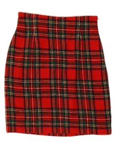 MOSCHINO Womens Straight Skirt UK 12 Medium W30 Red Plaid Classic CT07 - Picture 1 of 3