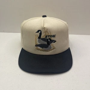 Vintage Stihl 1997 Embroidered Snapback Hat Ducks Geese Beige Rare - Picture 1 of 4