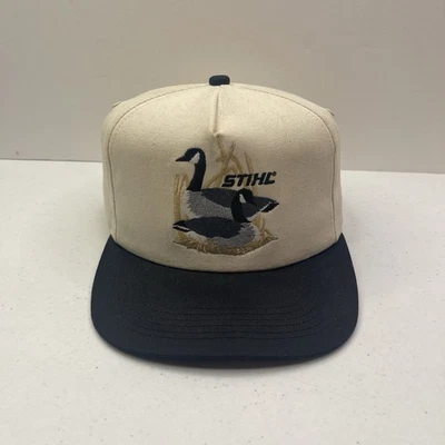 De colección Stihl 1997 Bordado Snapback Sombrero Patos Gansos Beige Raro Foto 1 de 4