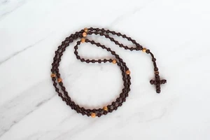 100 nudos cola de rata marrón con cuentas de oliva regalo ortodoxo cuerda de oración Santísima Trinidad - Imagen 1 de 24