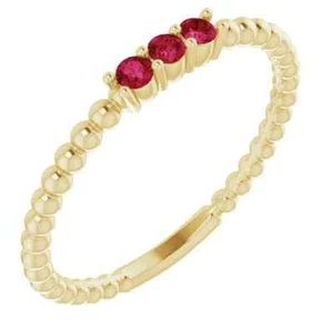 Natürlicher Rubin Perlen Ring in 14 Karat Gelbgold - Bild 1 von 5