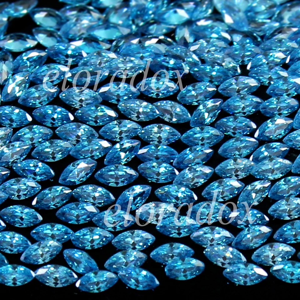 Lote de 10 piezas de piedras preciosas certificadas marquesa natural aguamarina azul Brasil 3x1,5 mm Foto 1 de 4